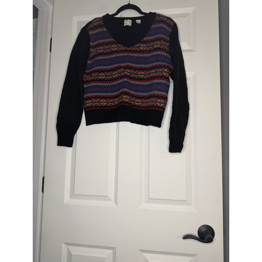 Gap Vintage V Neck Sweater Fair Isle Pattern 90's Wool Medium